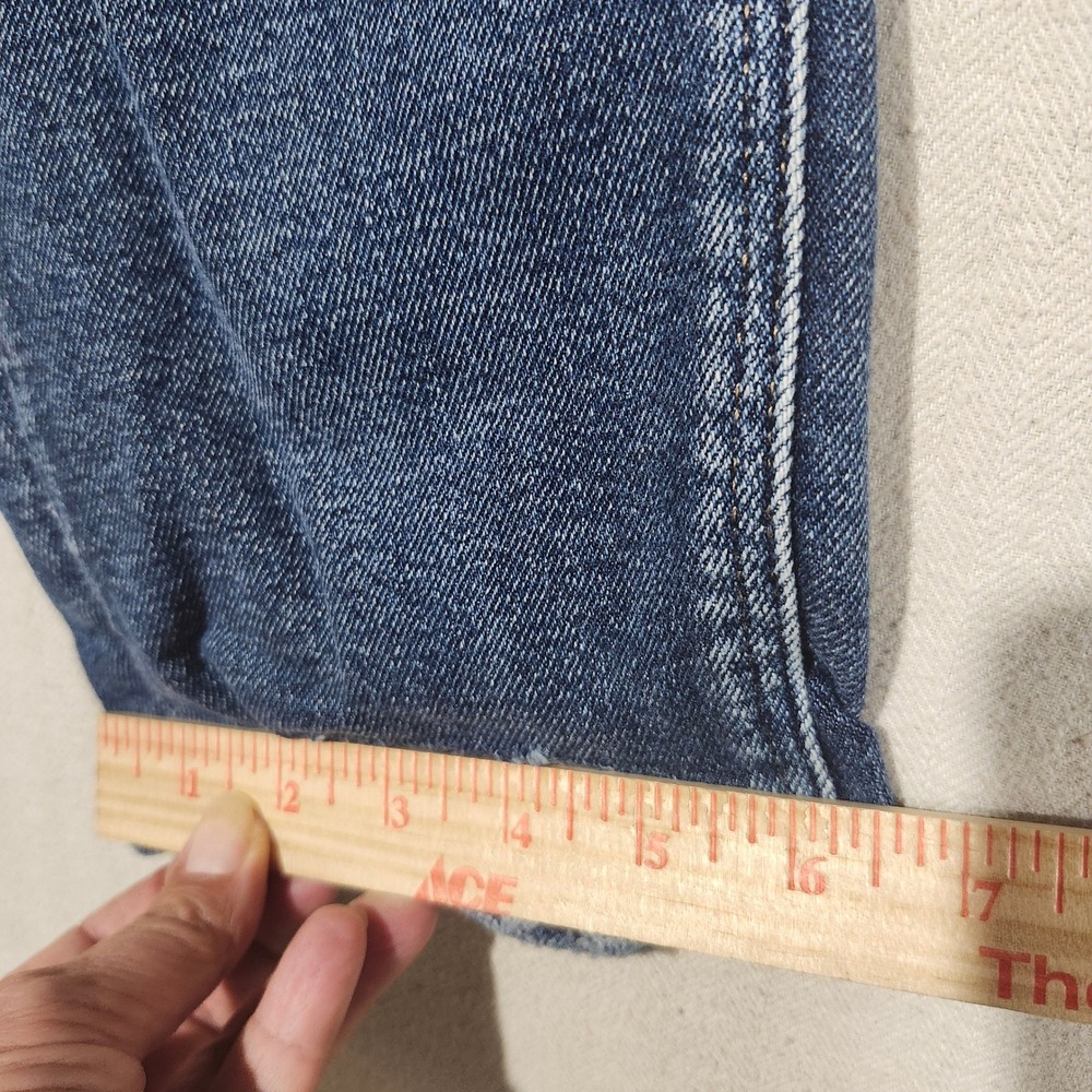 American Eagle Tomgirl Distressed Relaxed Straight Jean Blue 6 X-Long Button Fly - Picture 8 of 14